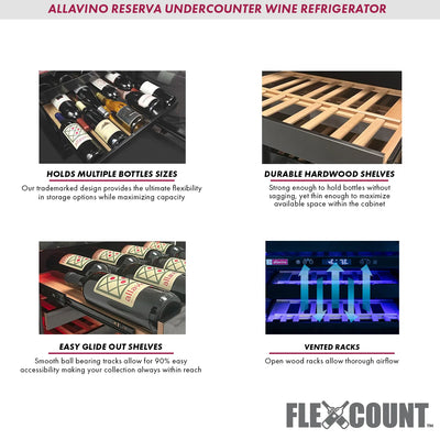 Allavino Reserva Series 50 Bottle Built-in Undercounter Luxury Wine Refrigerator with Black Stainless Steel Door