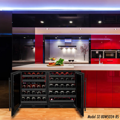 Allavino Reserva Series 50 Bottle Built-in Undercounter Luxury Wine Refrigerator with Black Stainless Steel Door