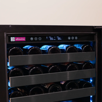 Allavino Reserva Series 50 Bottle Built-in Undercounter Luxury Wine Refrigerator with Black Stainless Steel Door
