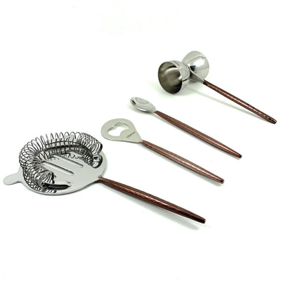 Vibhsa Bar Tools Accessories & Bartending Kit set of 4 for Home Bar (Copper Hammered)
