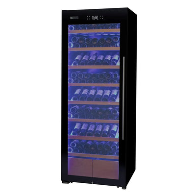 Allavino 248 Bottle Single Zone Freestanding Wine Refrigerator with Display Shelving and Black Glass Door