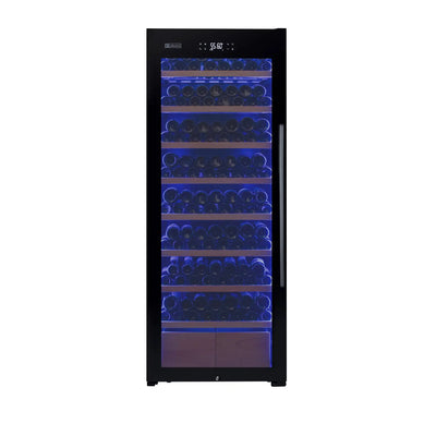Allavino 248 Bottle Single Zone Freestanding Wine Refrigerator with Display Shelving and Black Glass Door