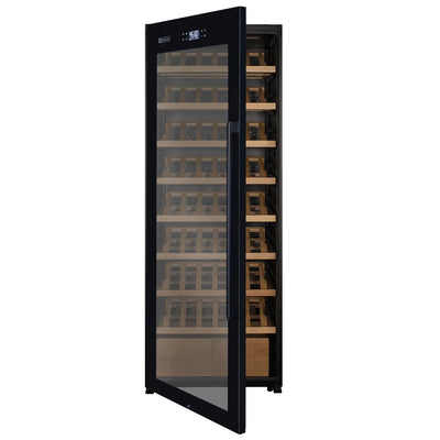Allavino 248 Bottle Single Zone Freestanding Wine Refrigerator with Display Shelving and Black Glass Door