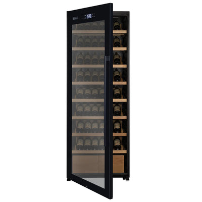 Allavino 248 Bottle Single Zone Freestanding Wine Refrigerator with Display Shelving and Black Glass Door