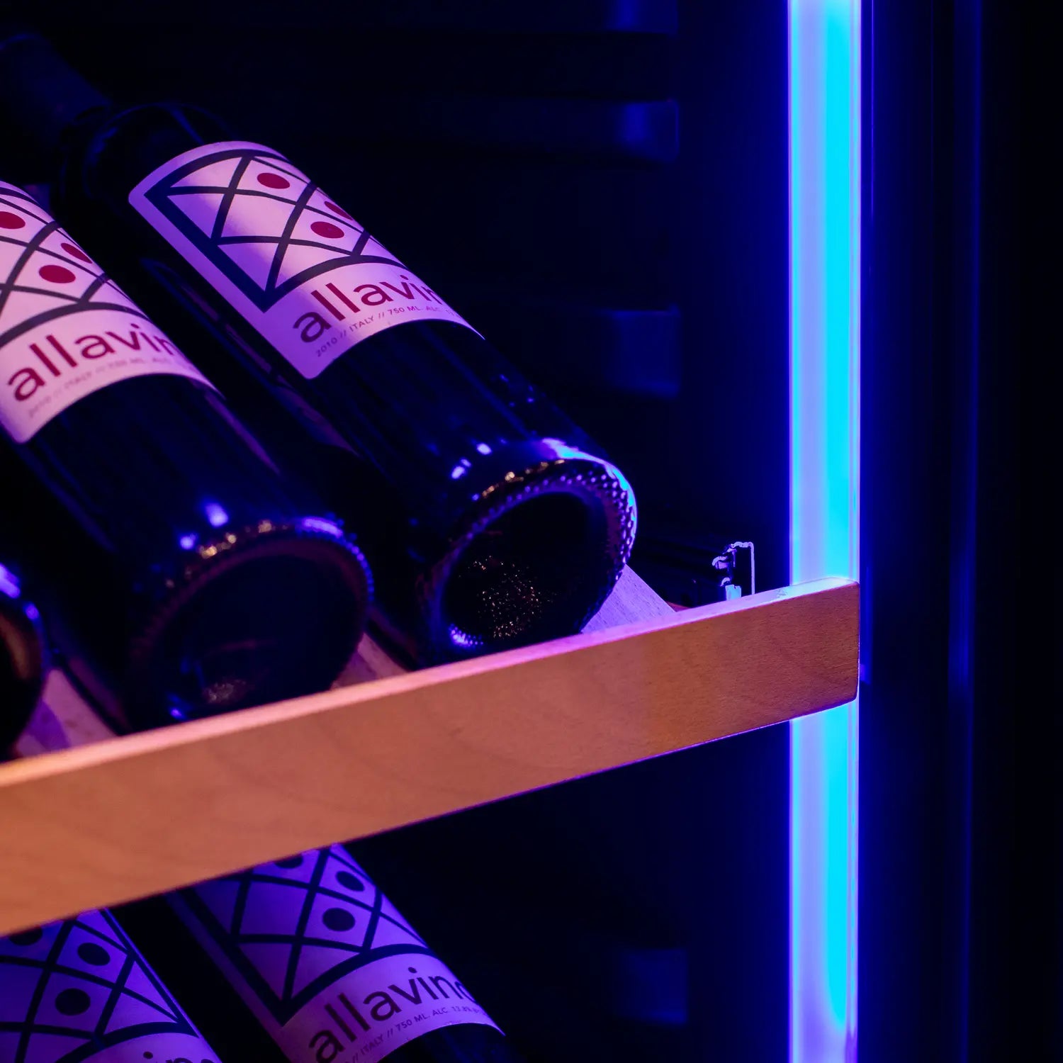 Allavino 248 Bottle Single Zone Freestanding Wine Refrigerator with Display Shelving and Black Glass Door