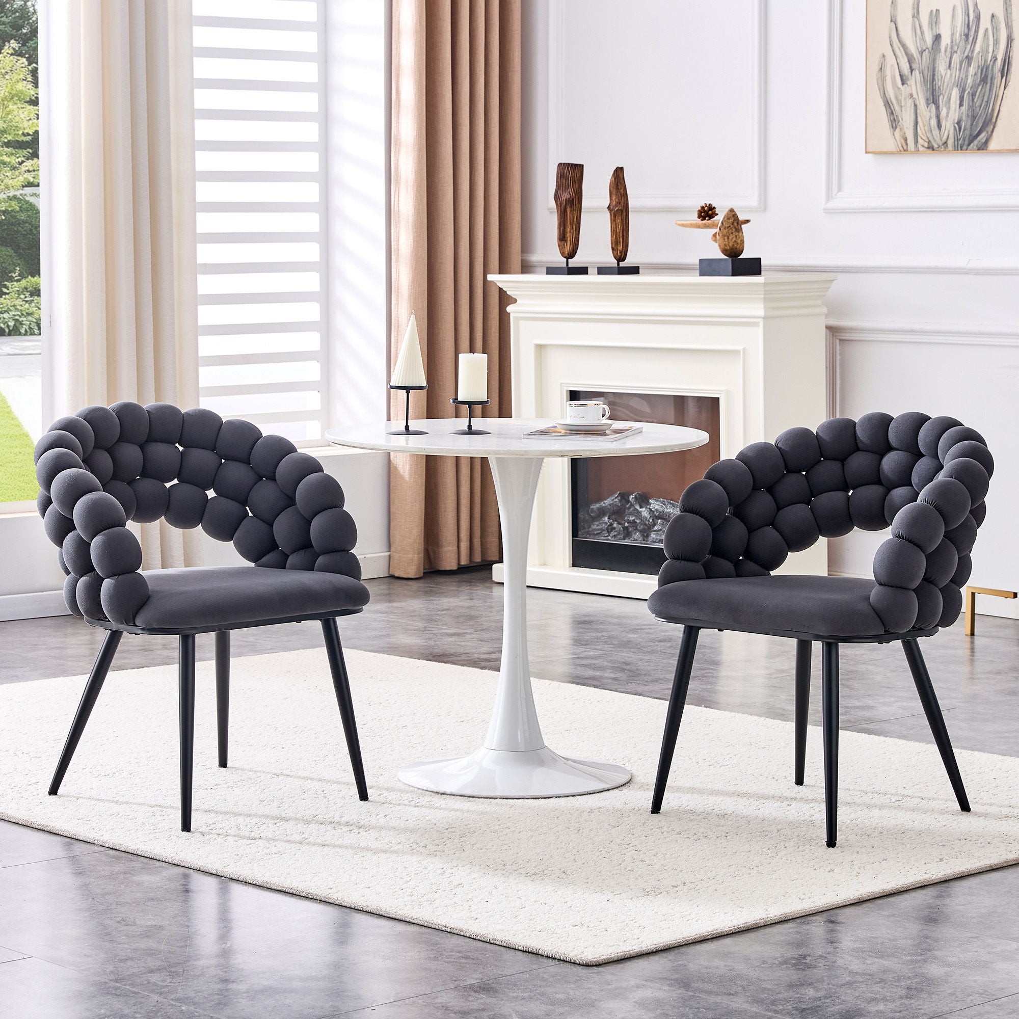 Puffy Bubble Ball Chain Chairs For Dining Room (Set of 2)
