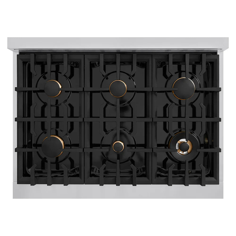 ZLINE 36" Autograph Rangetop Stainless, Bronze Accents, RTZ-36-CB
