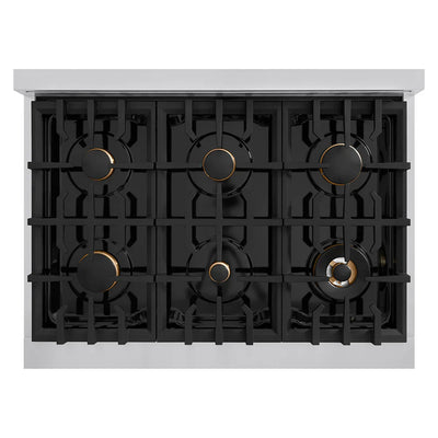 ZLINE 36" Autograph Rangetop Stainless, Bronze Accents, RTZ-36-CB