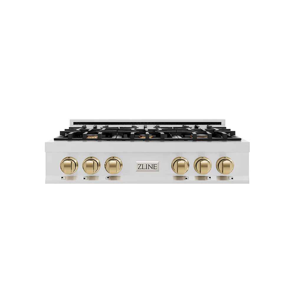 ZLINE 36" Autograph Rangetop Stainless, Bronze Accents, RTZ-36-CB