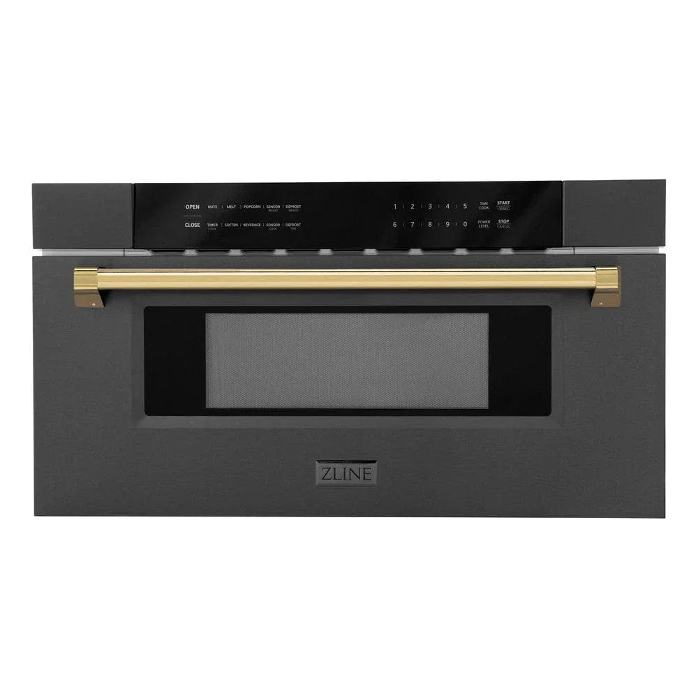 ZLINE 30" Microwave Drawer, Black Stainless, Gold MWDZ-30-BS-G