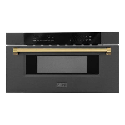 ZLINE 30" Microwave Drawer, Black Stainless, Gold MWDZ-30-BS-G