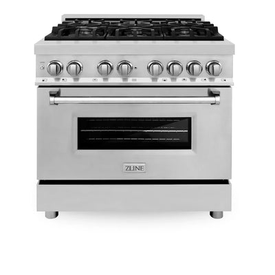 ZLINE Kitchen Package Refrigerator, Range , Range Hood , Microwave, Dishwasher 5KPR-RARH36-MWDWV