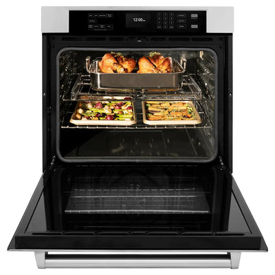 ZLINE Kitchen Package Refrigerator, Rangetop, Rangehood, Wall Oven, 4KPR-RTRH30-AWS
