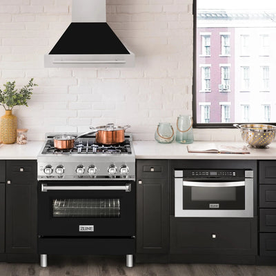 ZLINE 30" Autograph Stainless Wall Range Hood, 8654STX-BLM-30