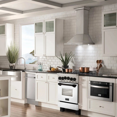 ZLINE 24" Autograph Gas Range, DuraSnow, White Door, RGSZ-WM-24-MB
