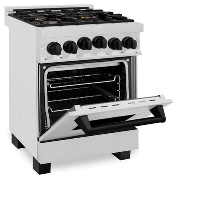 ZLINE 24" Autograph Gas Range Gas, DuraSnow, RGSZ-SN-24-MB