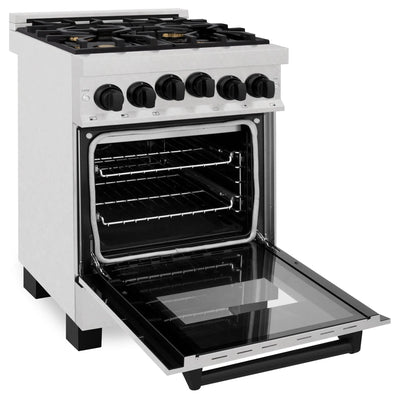 ZLINE 24" Autograph Gas Range Gas, DuraSnow, RGSZ-SN-24-MB
