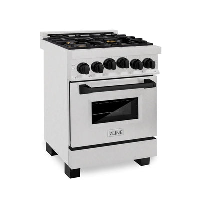 ZLINE 24" Autograph Gas Range Gas, DuraSnow, RGSZ-SN-24-MB