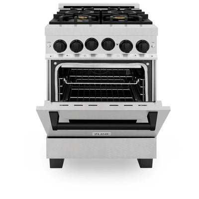 ZLINE 24" Autograph Gas Range Gas, DuraSnow, RGSZ-SN-24-MB
