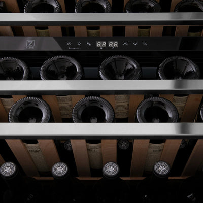 ZLINE 24" Monument Autograph Edition Dual Zone 44-Bottle Wine Cooler in Stainless Steel with Champagne Bronze Accents RWVZ-UD-24-CB