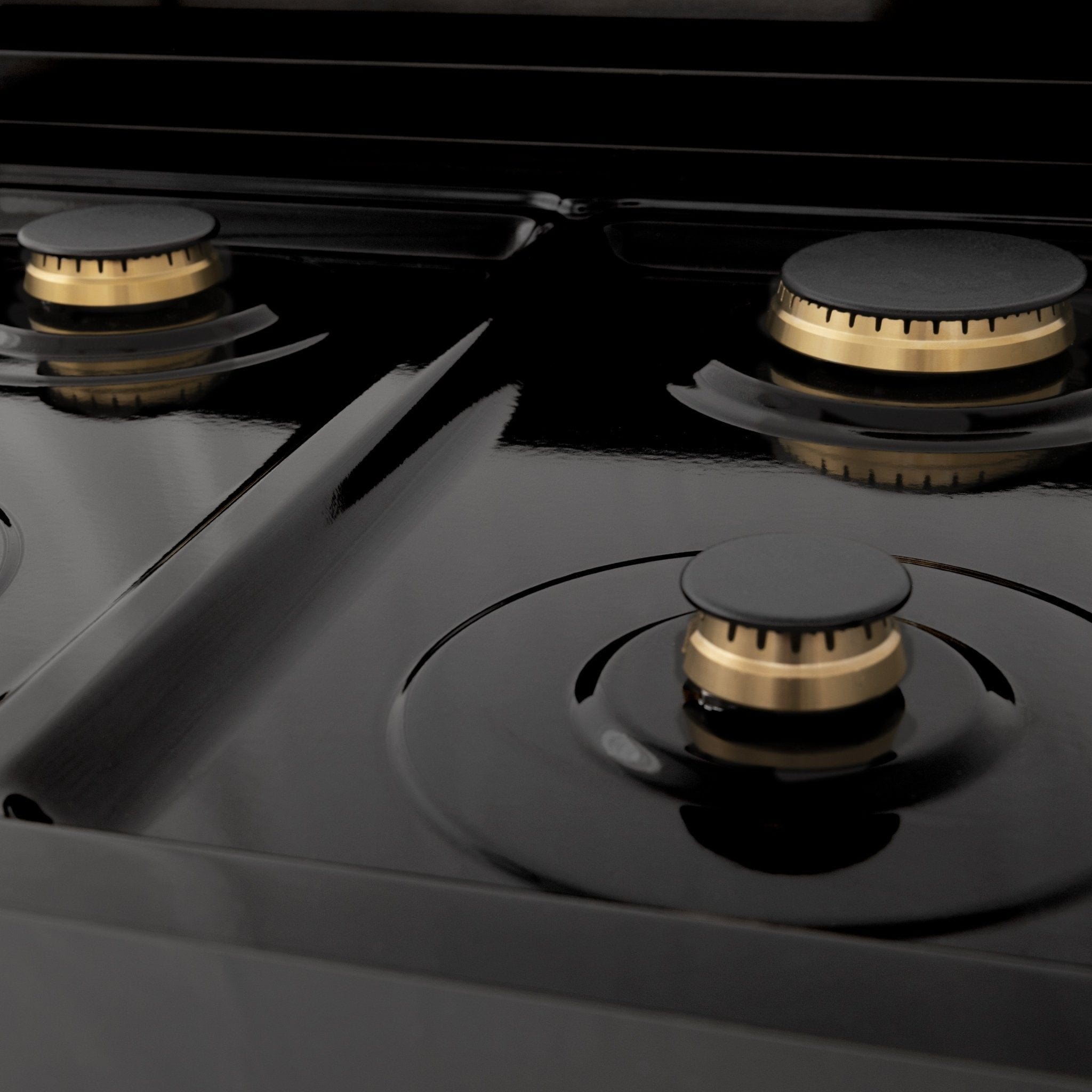ZLINE 30" Autograph Dual Fuel Range, Black Stainless, Gold, RABZ-30-G