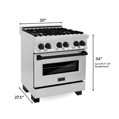 ZLINE 30" Autograph Dual Fuel Range, Stainless Steel, RAZ-30-MB
