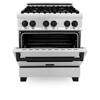 ZLINE 30" Autograph Dual Fuel Range, Stainless Steel, RAZ-30-MB
