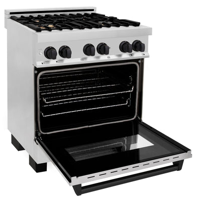 ZLINE 30" Autograph Dual Fuel Range, Stainless Steel, RAZ-30-MB