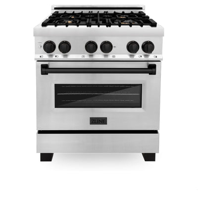 ZLINE 30" Autograph Dual Fuel Range, Stainless Steel, RAZ-30-MB