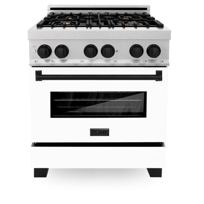 ZLINE 30" Autograph, Dual Fuel Range, White Door, RASZ-WM-30-MB