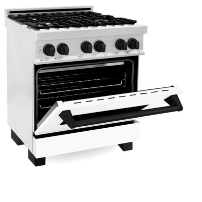 ZLINE 30" Autograph, Dual Fuel Range, White Door, RASZ-WM-30-MB