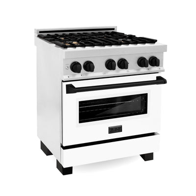 ZLINE 30" Autograph, Dual Fuel Range, White Door, RASZ-WM-30-MB