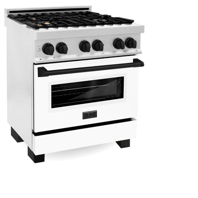 ZLINE 30" Autograph, Dual Fuel Range, White Door, RASZ-WM-30-MB