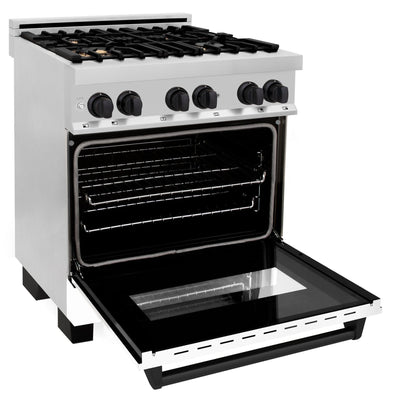 ZLINE 30" Autograph Dual Fuel Range, White Door, RAZ-WM-30-MB