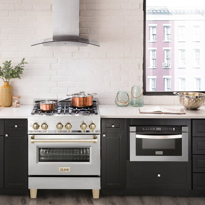 ZLINE 30" Autograph Edition, Dual Fuel Range, Gold Accents, RAZ-30-G