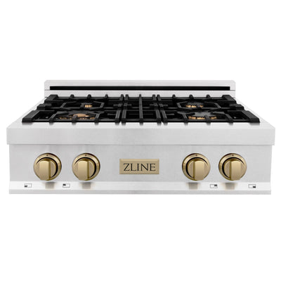 ZLINE 30" Autograph Rangetop, DuraSnow, Bronze Accents, RTSZ-30-CB