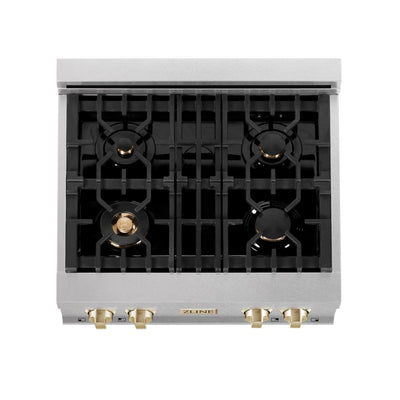 ZLINE 30" Autograph Rangetop, DuraSnow, Gold Accent, RTZ-30-G