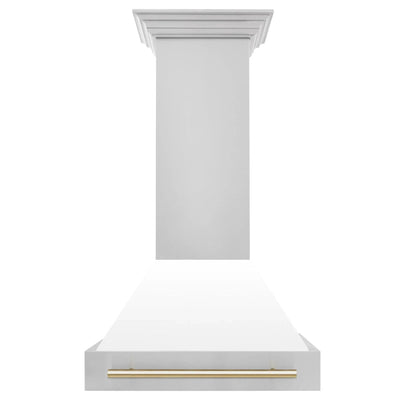 ZLINE 30" Autograph Stainless Wall Range Hood, White, 8654STZ-WM30-G