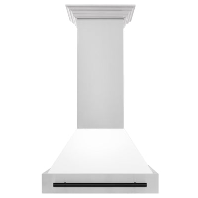 ZLINE 30" Autograph Stainless Wall Range Hood, White, 8654STZ-WM30-MB