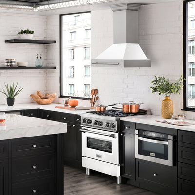 ZLINE 30" Autograph Stainless White Wall Range Hood, 8654STX-WM-30