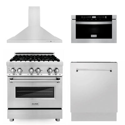 ZLINE 30 " Package Range RA30, Range Hood KB, Microwave MWD-1 , Dishwasher DWV-24,  4KP-RARH30-MWDW