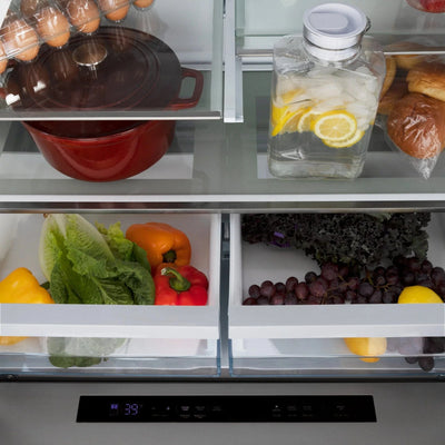 ZLINE 36" Autograph 21.6 cu. ft French Door Refrigerator with Ice Maker in Fingerprint Resistant Stainless Steel RFMZ-W-36-CB