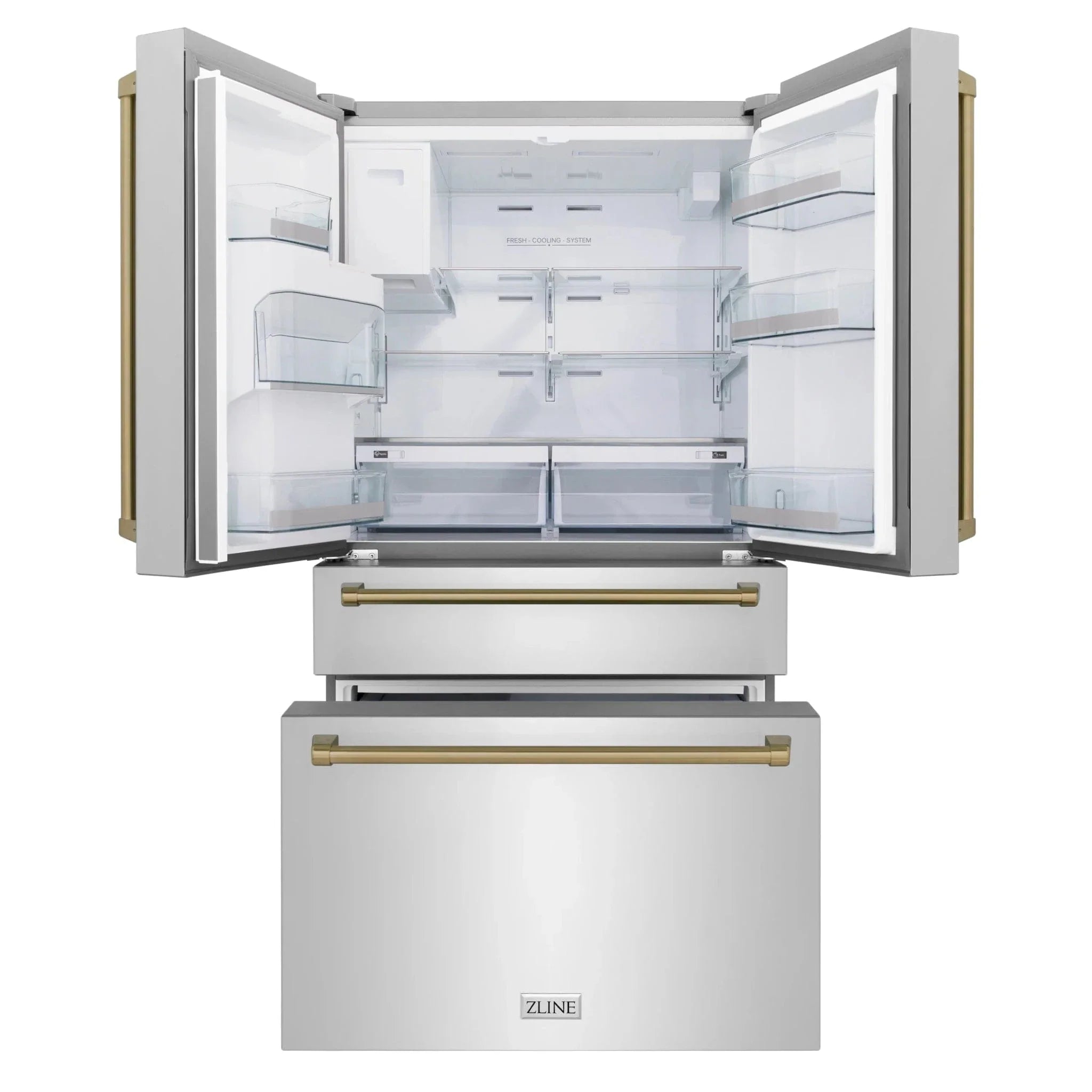 ZLINE 36" Autograph 21.6 cu. ft French Door Refrigerator with Ice Maker in Fingerprint Resistant Stainless Steel RFMZ-W-36-CB