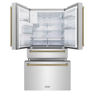 ZLINE 36" Autograph 21.6 cu. ft French Door Refrigerator with Ice Maker in Fingerprint Resistant Stainless Steel RFMZ-W-36-CB