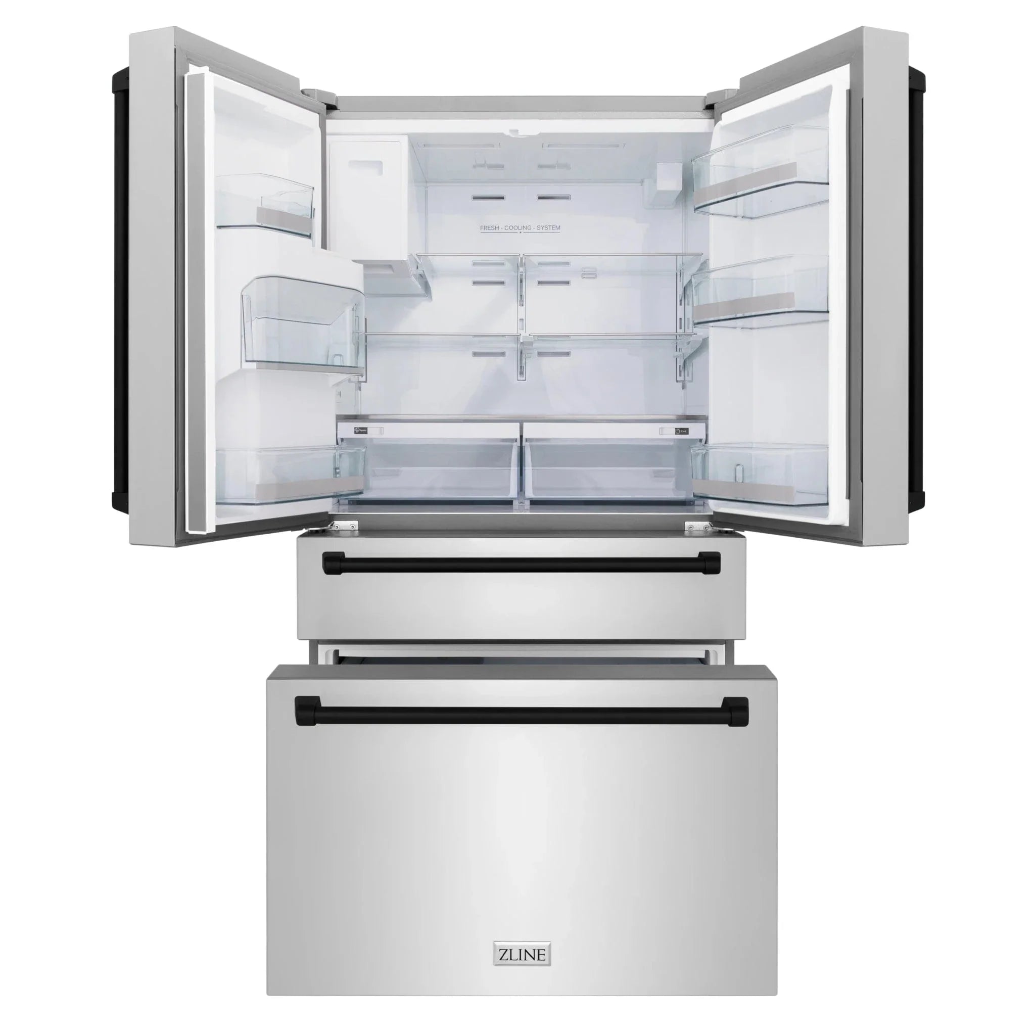 ZLINE 36" Autograph 21.6 cu. ft French Door Refrigerator with Ice Maker in Fingerprint Resistant Stainless Steel RFMZ-W-36-MB