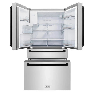 ZLINE 36" Autograph 21.6 cu. ft French Door Refrigerator with Ice Maker in Fingerprint Resistant Stainless Steel RFMZ-W-36-MB