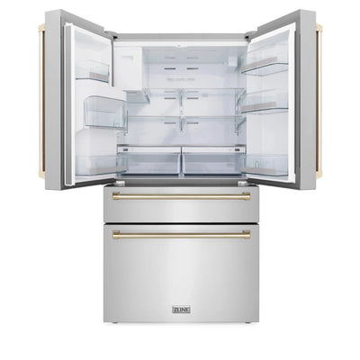ZLINE 36" Autograph 21.6 cu. ft French Door Refrigerator with Ice Maker in Stainless Steel RFMZ-W-36-G