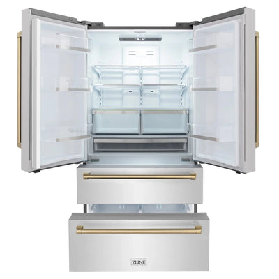 ZLINE 36" Autograph 22.5 cu. ft French Door Refrigerator with Ice Maker in Fingerprint Resistant Stainless Steel RFMZ-36-CB