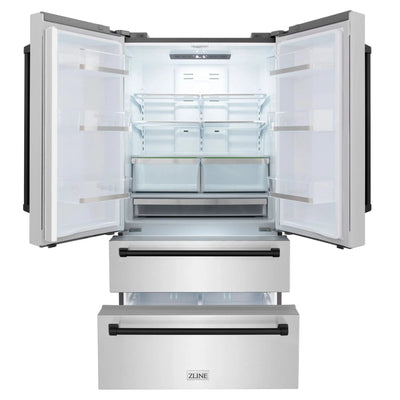 ZLINE 36" Autograph 22.5 cu. ft French Door Refrigerator with Ice Maker in Fingerprint Resistant Stainless Steel RFMZ-36-MB