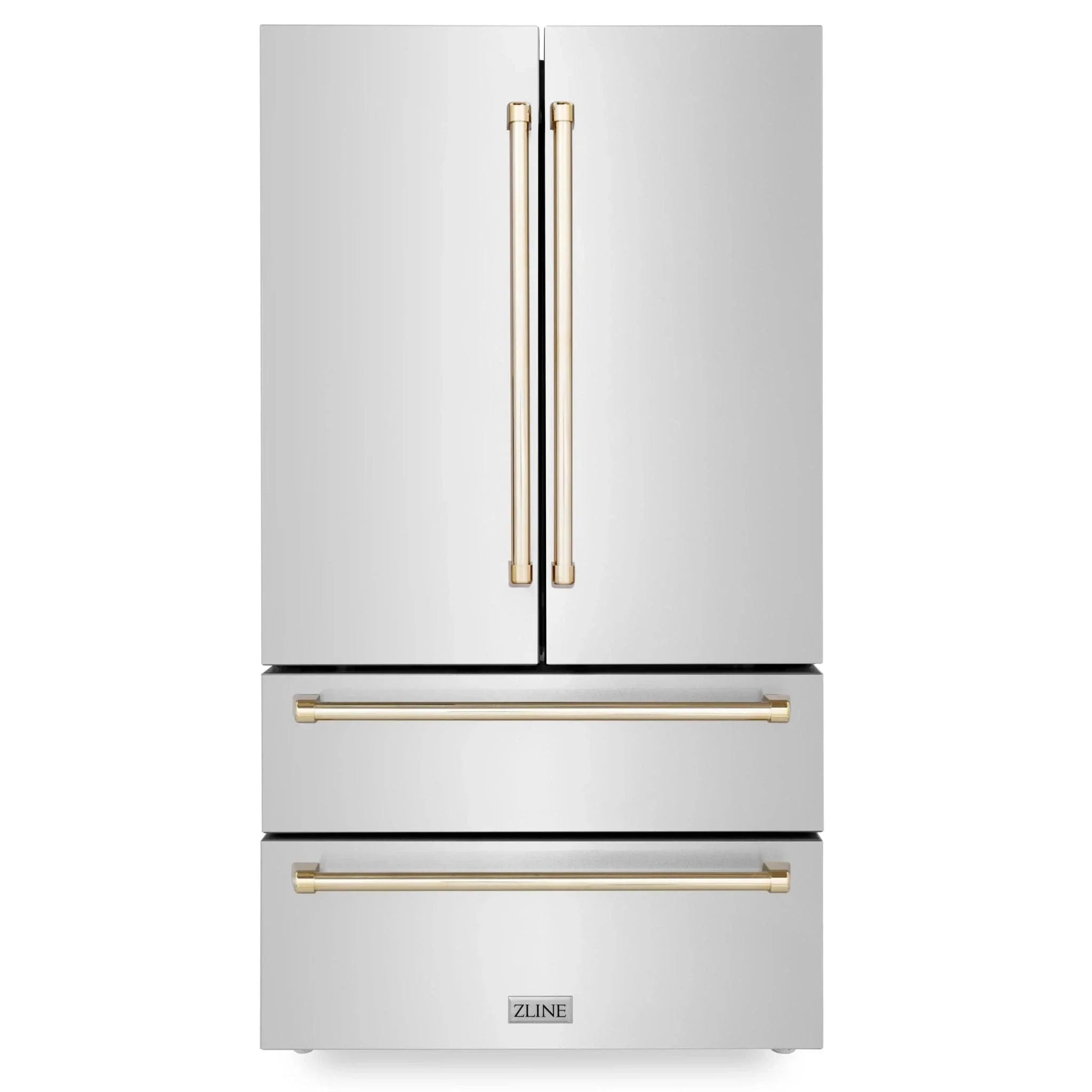 ZLINE 36" Autograph 22.5 cu. ft French Door Refrigerator with Ice Maker  Stainless Steel RFMZ-36-G